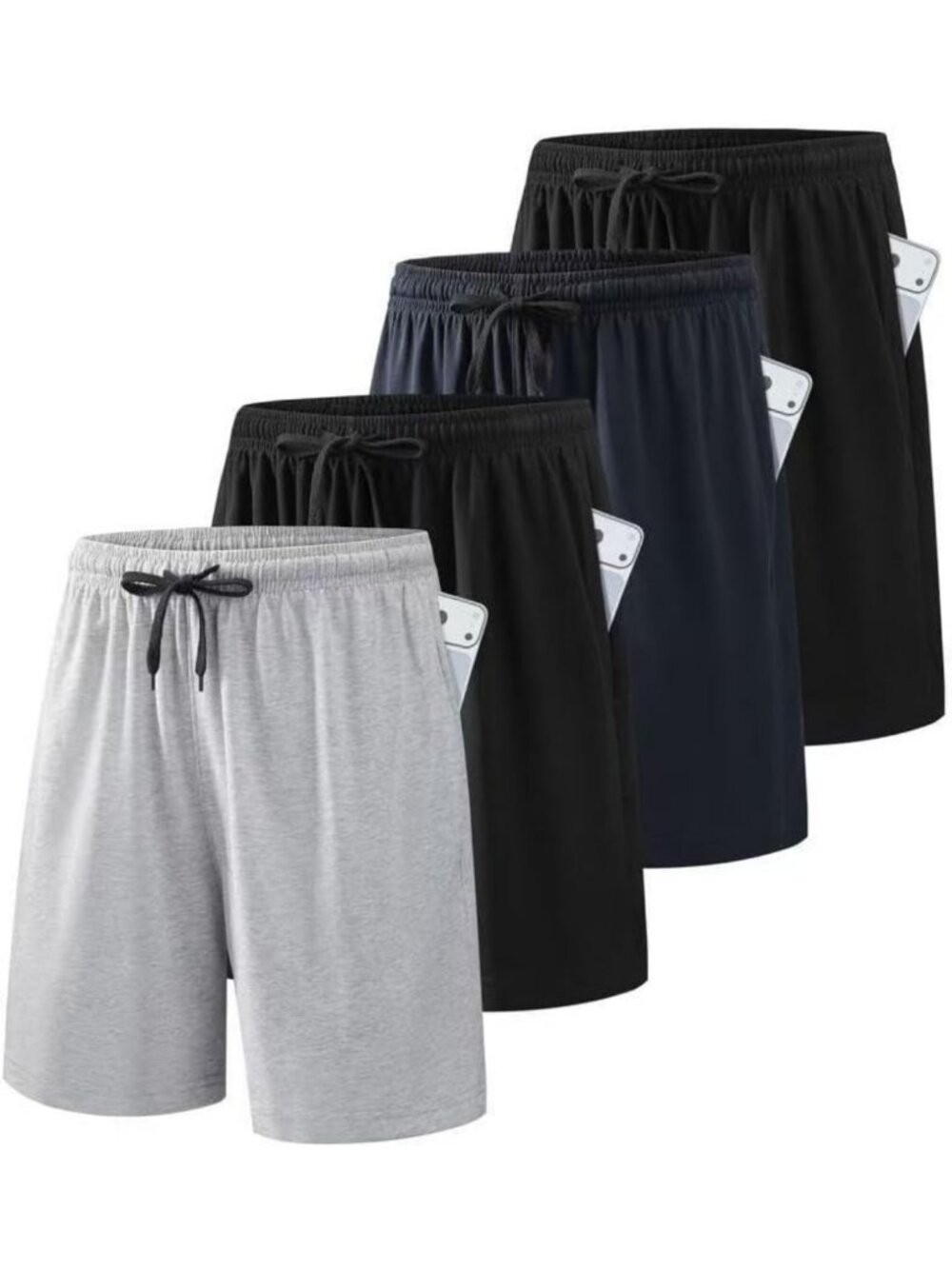 Cozy 4-Pack Women's Summer Sweat Shorts with Drawstring & Pockets - Lounge Wear